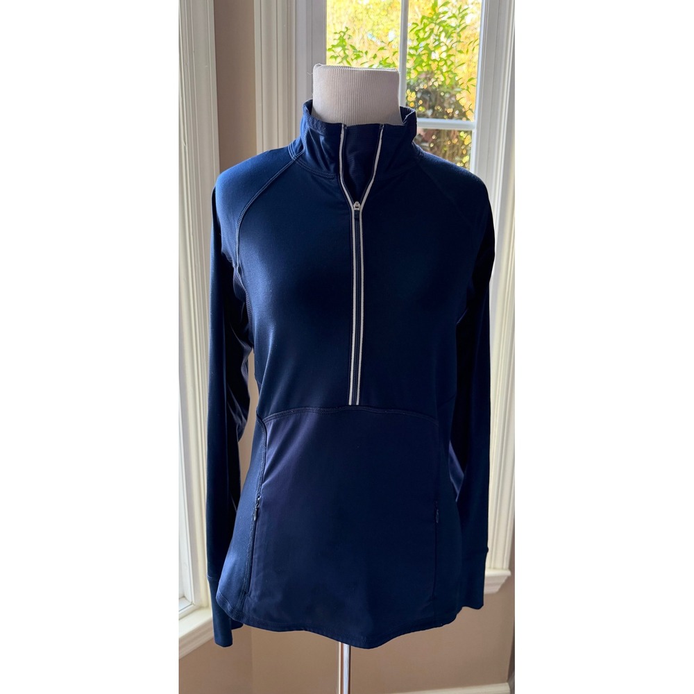 Athleta Navy Blue 1/4 Zip Long Sleeve Athletic Pullover Top Women's XS